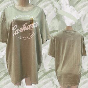 Carhartt +1X Logo Green Sage Crew Neckline Rugged Work Graphic Short Sleeve Tee